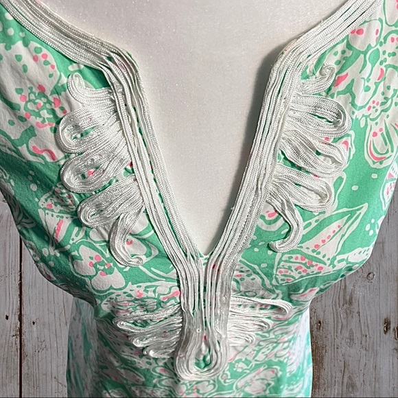 Lilly Pulitzer Short Janice Dress in Beach Bash Print, Green White & Pink Size 4 - Picture 8 of 15
